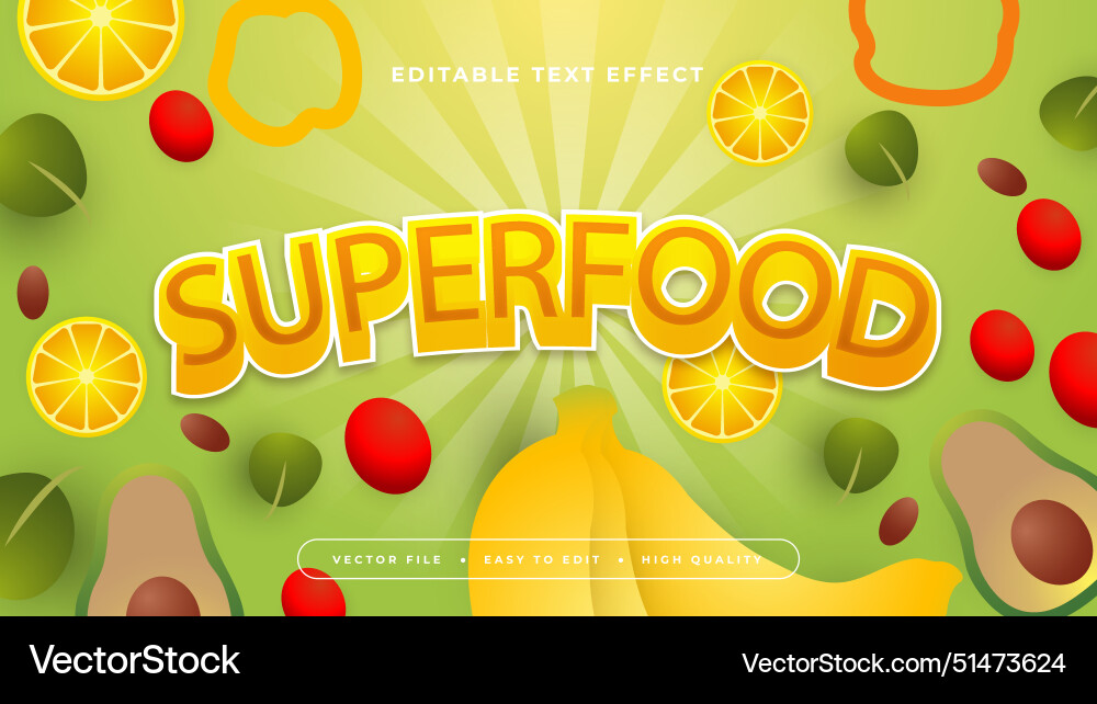 Colorful superfood 3d editable text effect - font Colorful superfood 3d editable text effect - font vector image