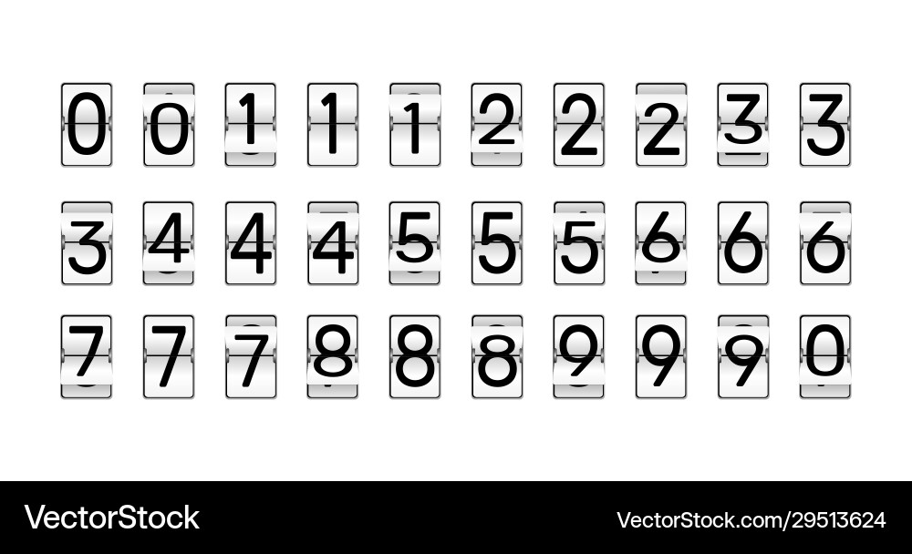 Flip clock numbers retro countdown animation Flip clock numbers retro countdown animation vector image
