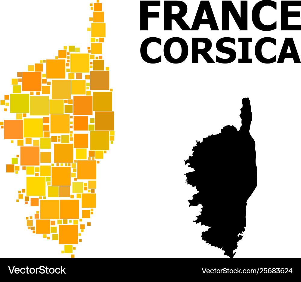Golden square pattern map corsica Vector Image