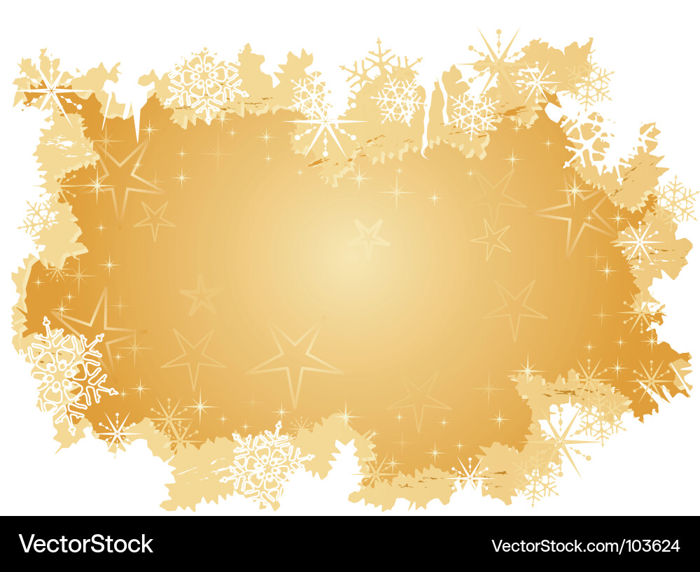 Golden Winter Snowflake Background vector image