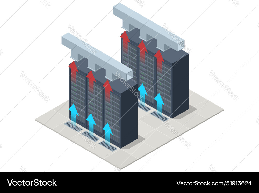 Isometric network computing technologies digital Isometric network computing technologies digital vector image