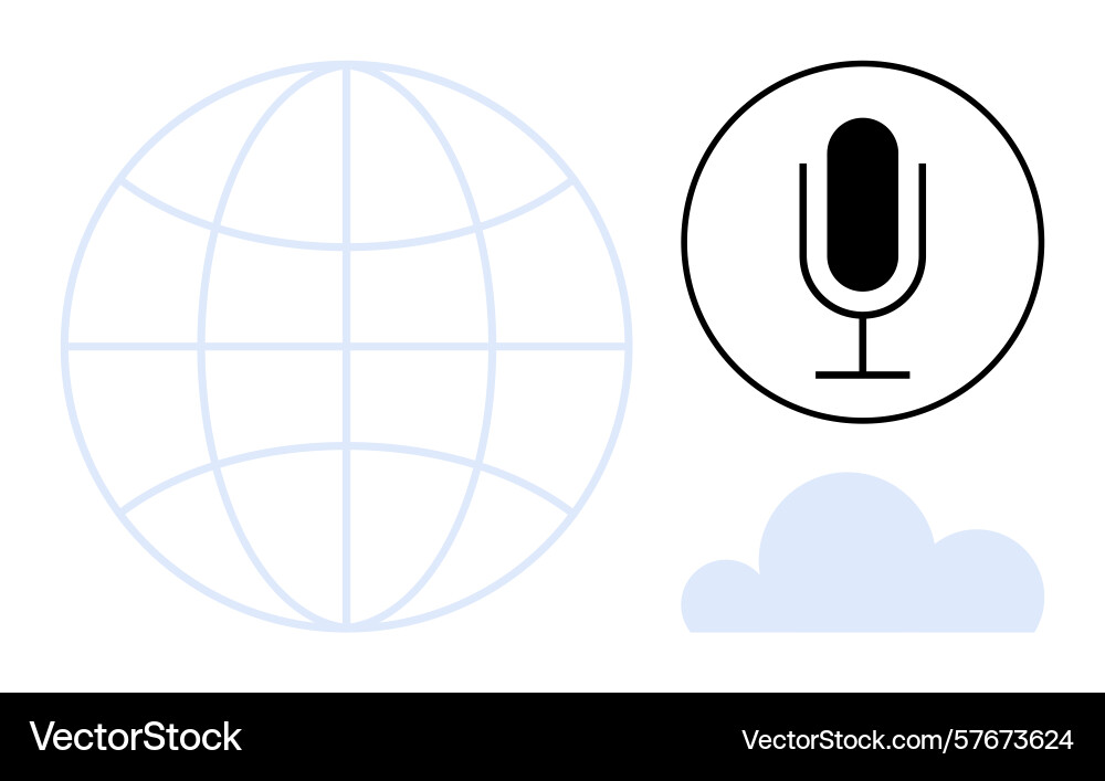Microphone icon with globe and cloud representing Microphone icon with globe and cloud representing vector image