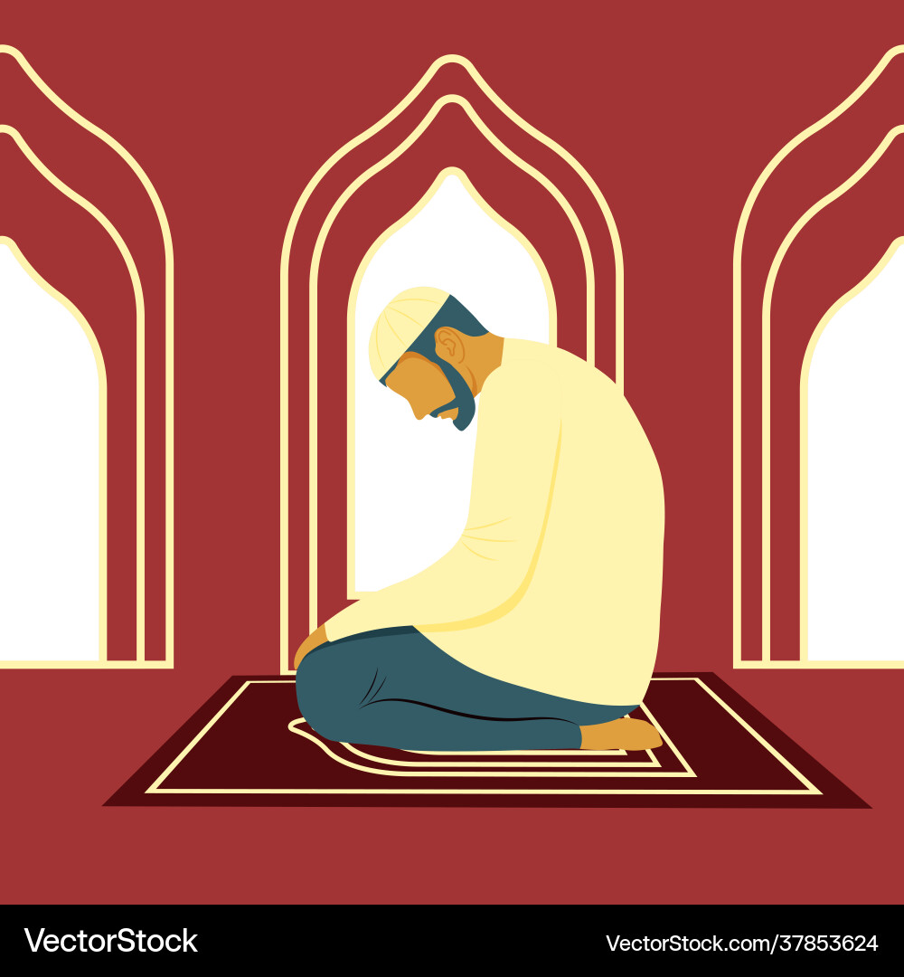 Muslim man praying to god Muslim man praying to god vector image