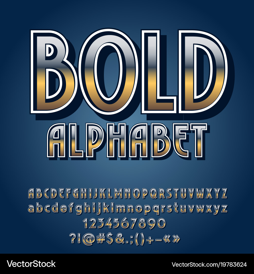 Retro Metallic Alphabet Set vector image
