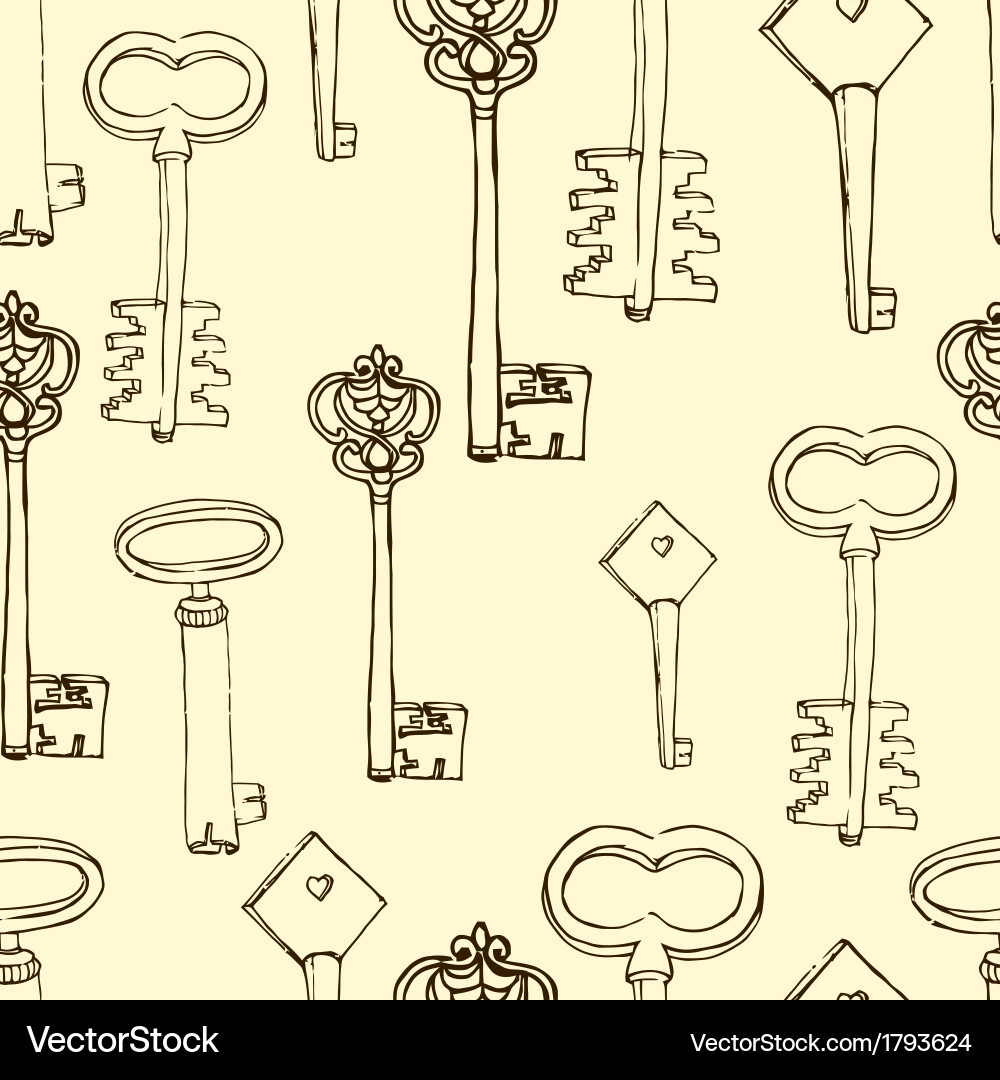 Seamless pattern with retro keys vector image