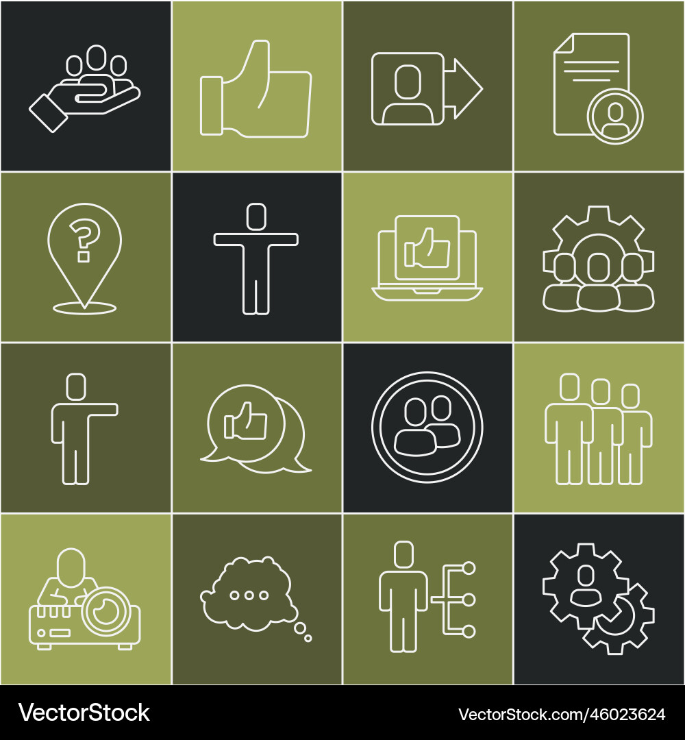 Set line head hunting users group project team vector image