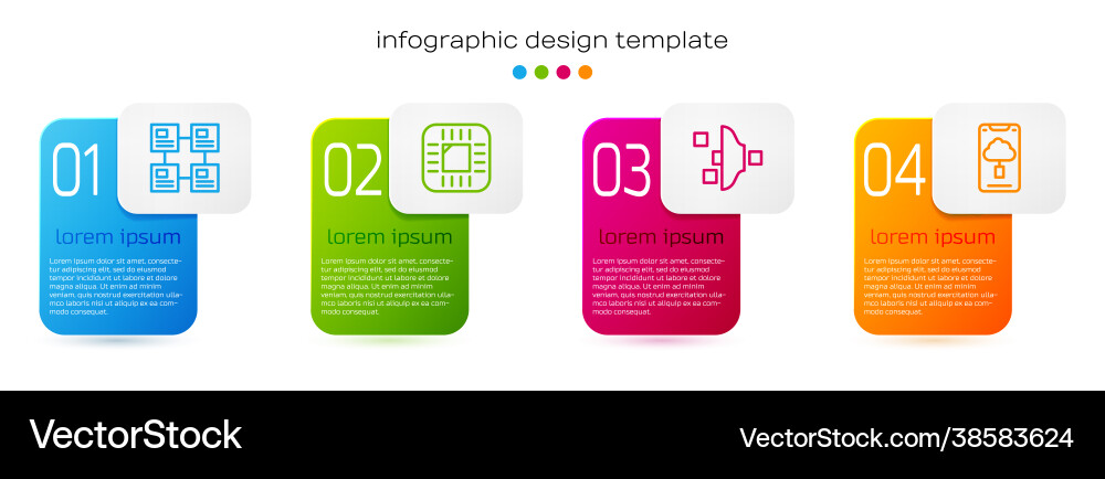 Set line hierarchy organogram chart processor Set line hierarchy organogram chart processor vector image
