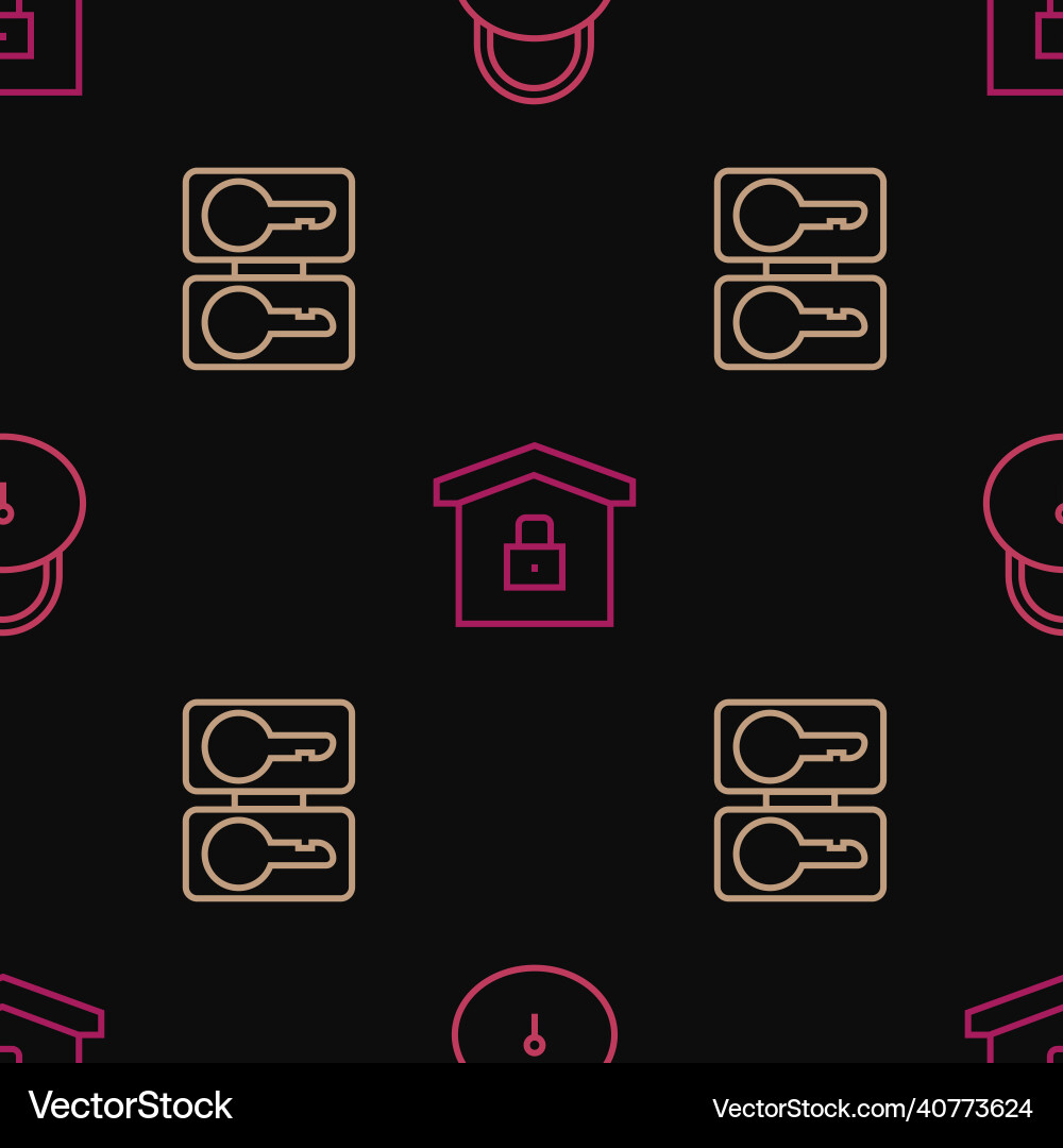 Set line lock casting keys and house under Set line lock casting keys and house under vector image