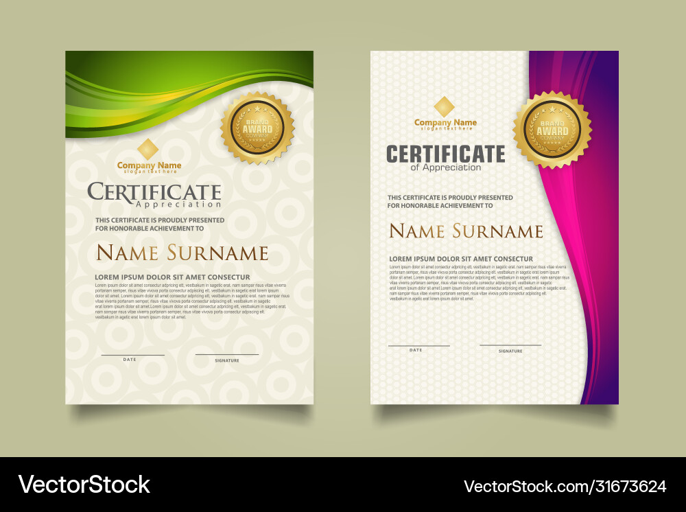 Set modern certificate template with flow lines Set modern certificate template with flow lines vector image