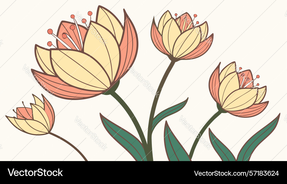 Spring tulip flower cluster design generative ai Vector Image