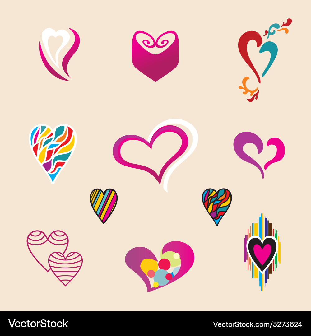 Valentine Hearts Collection Vector Image
