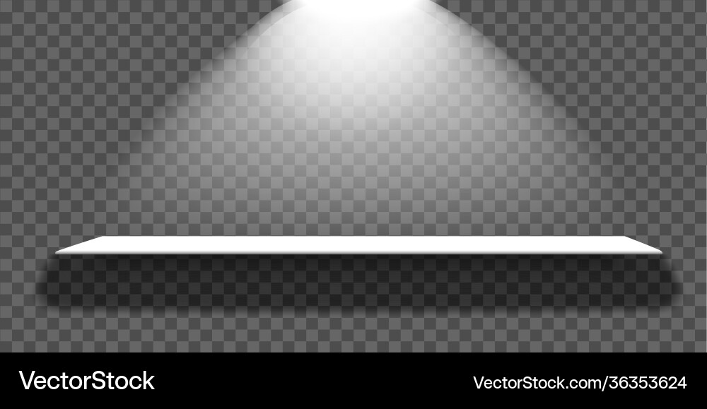 White empty shelf with light vector image