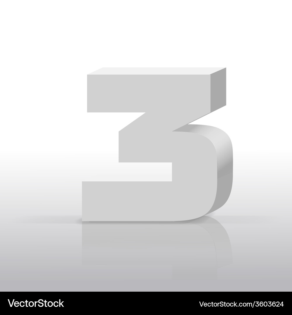 White texture number three isolated vector image