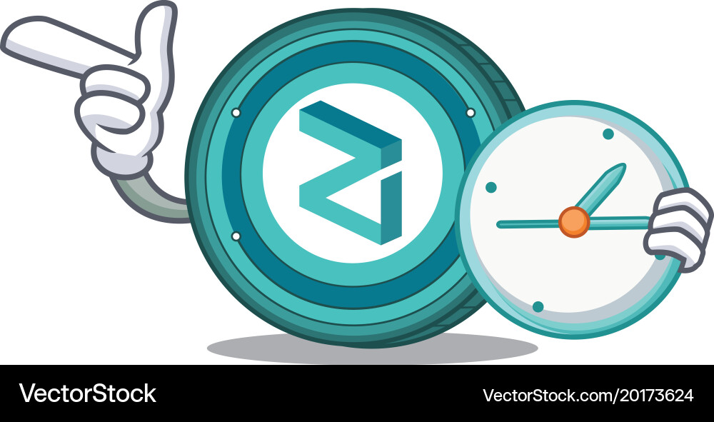 With clock zilliqa coin character cartoon Vector Image