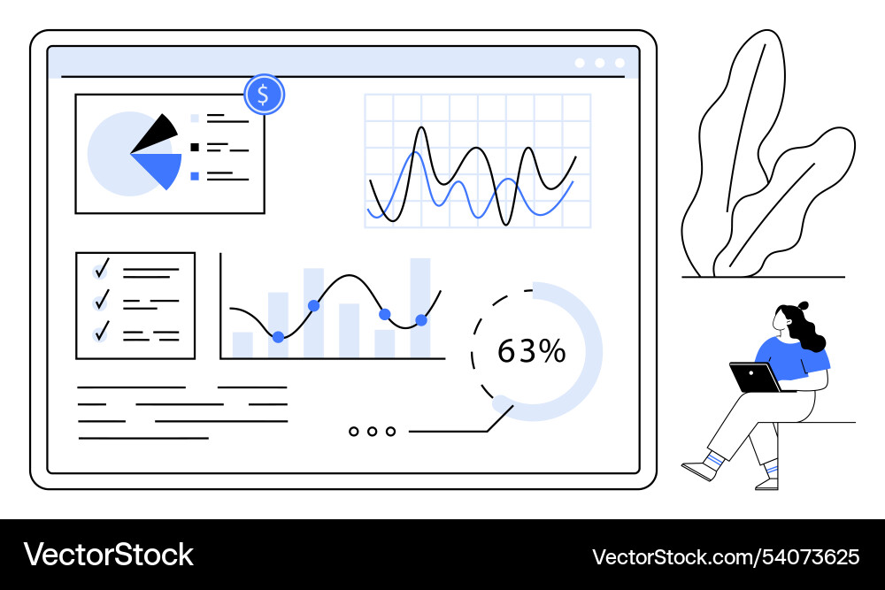 Advanced data analytics on laptop screen Advanced data analytics on laptop screen vector image