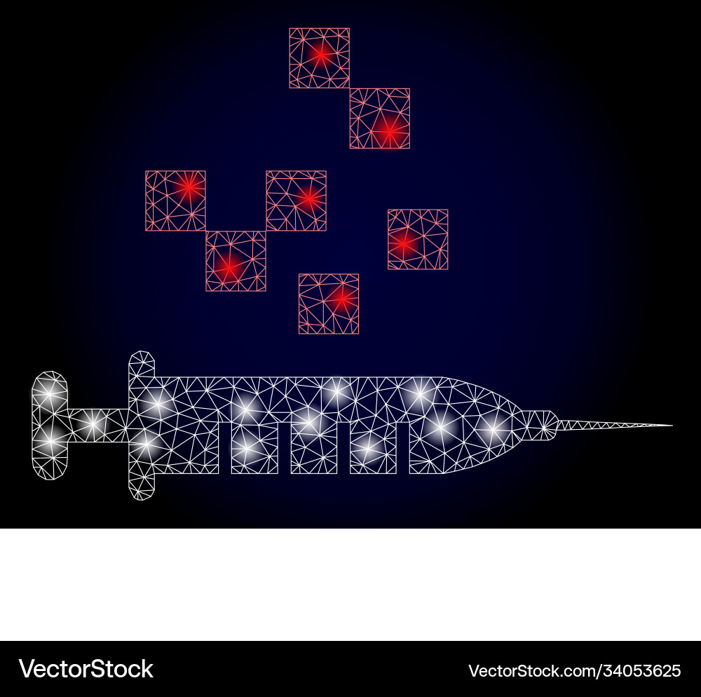 Bright web net vaccine synthesis with light spots Vector Image