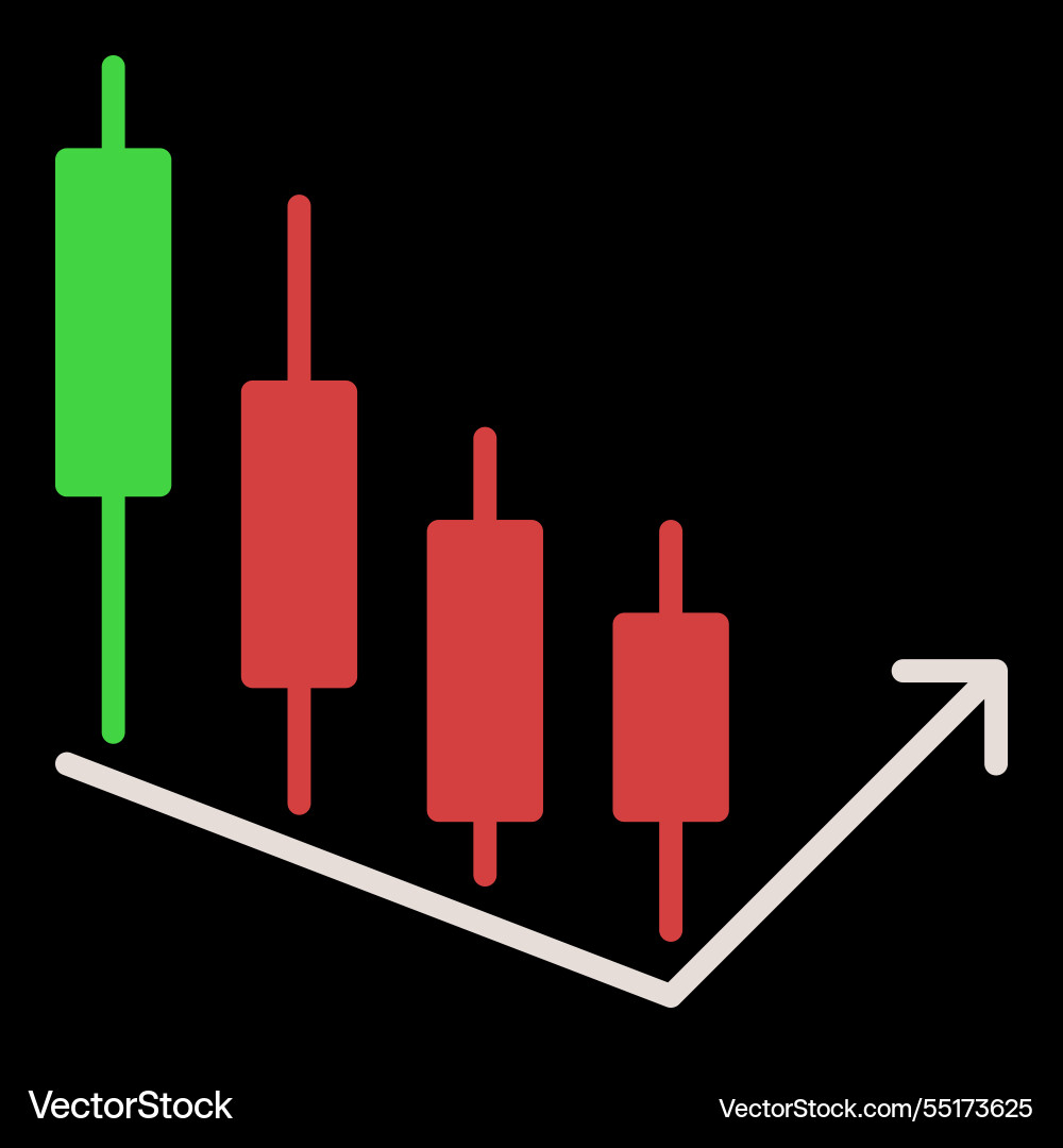 Candlestick chart element with arrow margin Candlestick chart element with arrow margin vector image