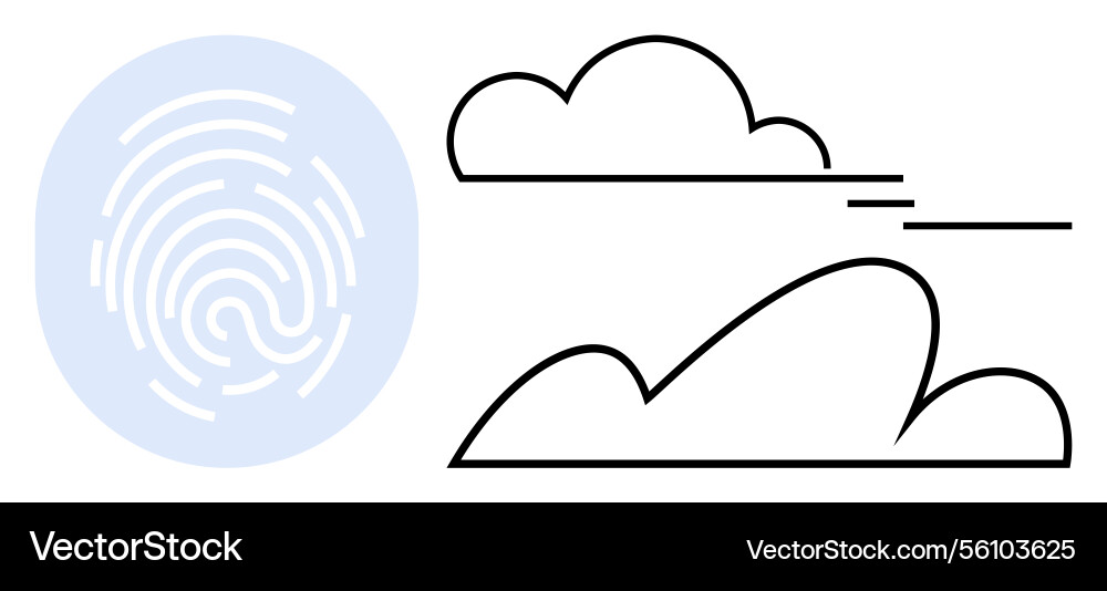 Digital fingerprint with clouds highlighting Digital fingerprint with clouds highlighting vector image