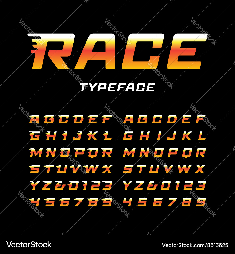 Dynamic Sport Font with Tail Effects vector image