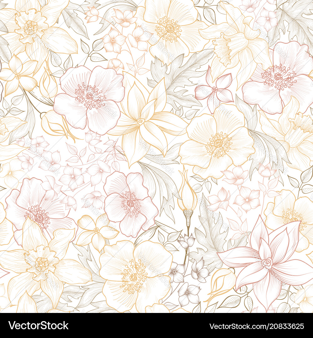 Floral tile pattern flower background garden Floral tile pattern flower background garden vector image