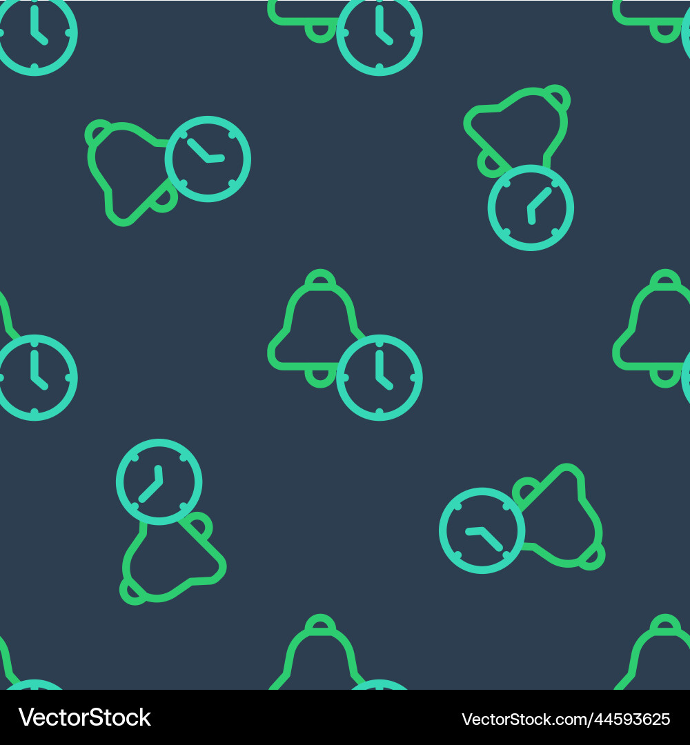 Line alarm clock icon isolated seamless pattern Line alarm clock icon isolated seamless pattern Vector Image