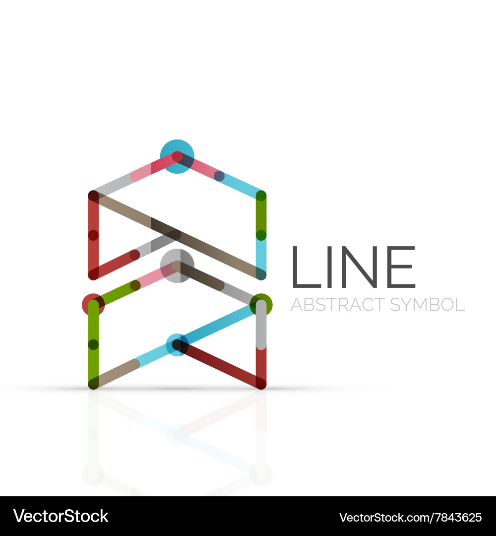 Linear abstract logo connected multicolored Vector Image