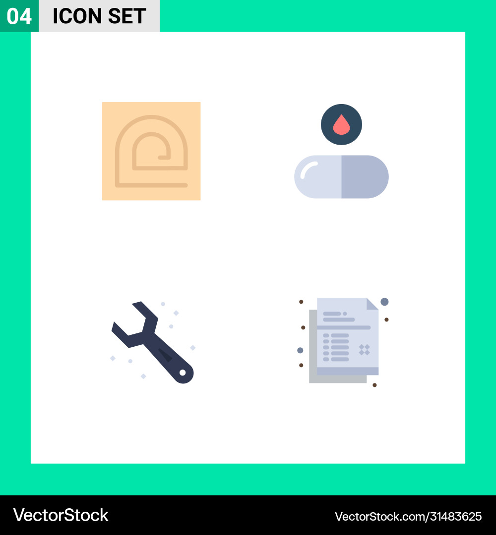 Pictograph set 4 simple flat icons block Vector Image