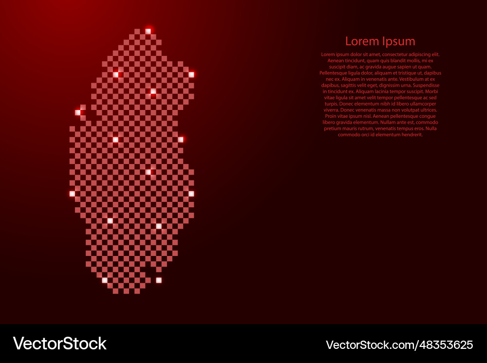 Qatar map from futuristic red checkered square Qatar map from futuristic red checkered square vector image