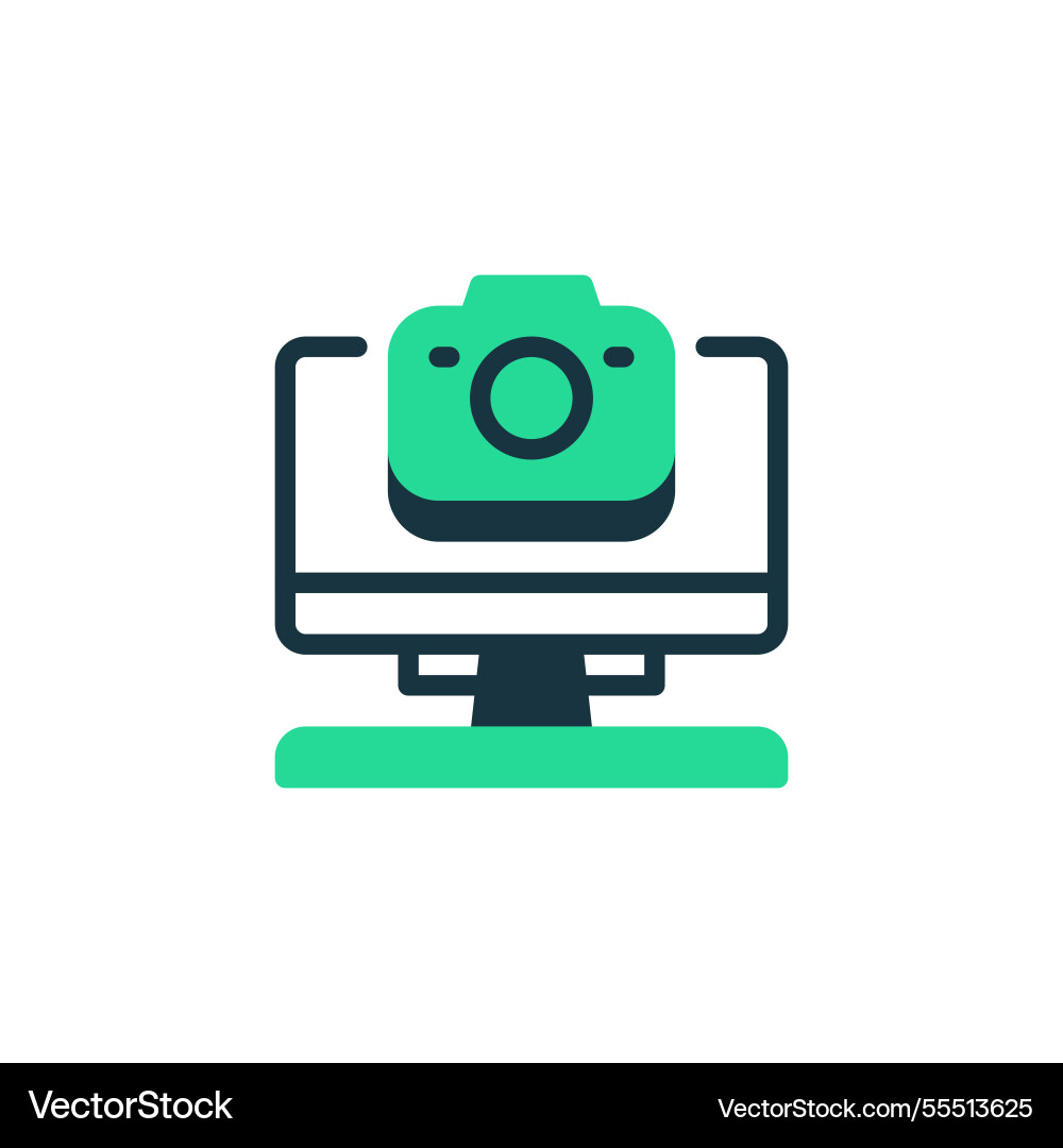 Remote monitoring two tone color icon linear Vector Image