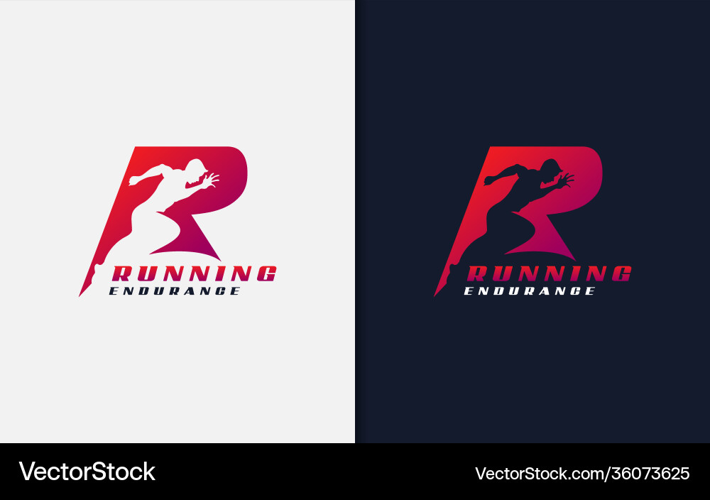 Running R Initial Logo - Endurance vector image