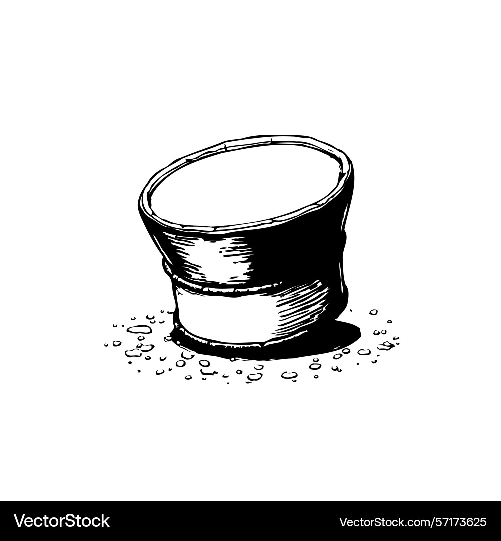Rustic bucket hand-drawn emphasizing texture vector image