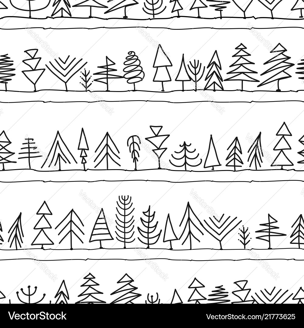 Seamless pattern with trees sketch for your Seamless pattern with trees sketch for your vector image