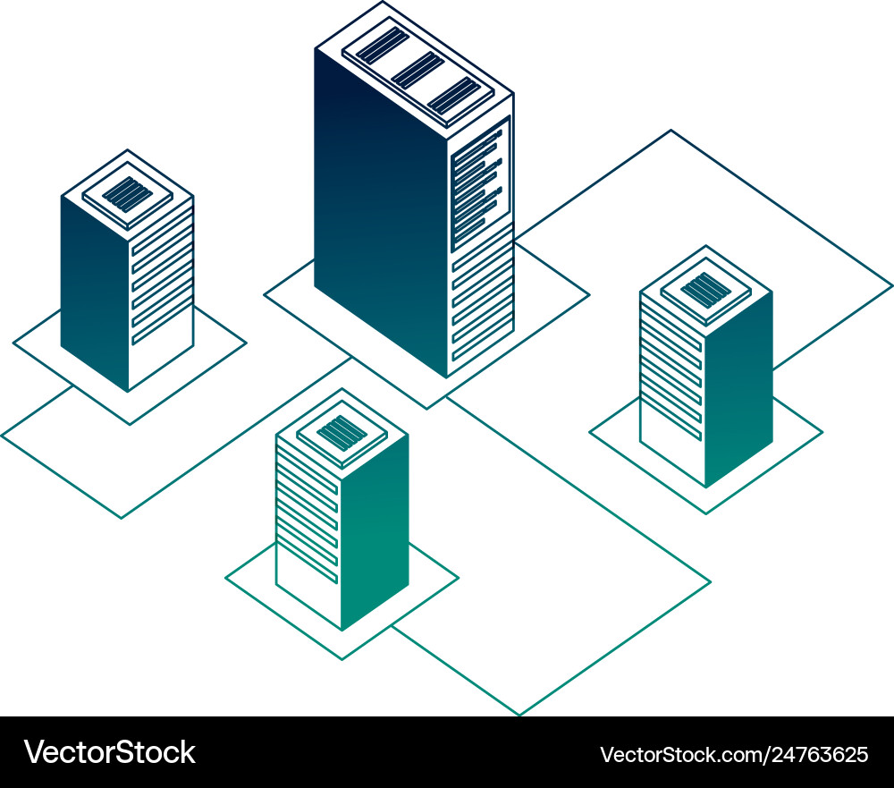 Server datacenter network data connection process Server datacenter network data connection process vector image