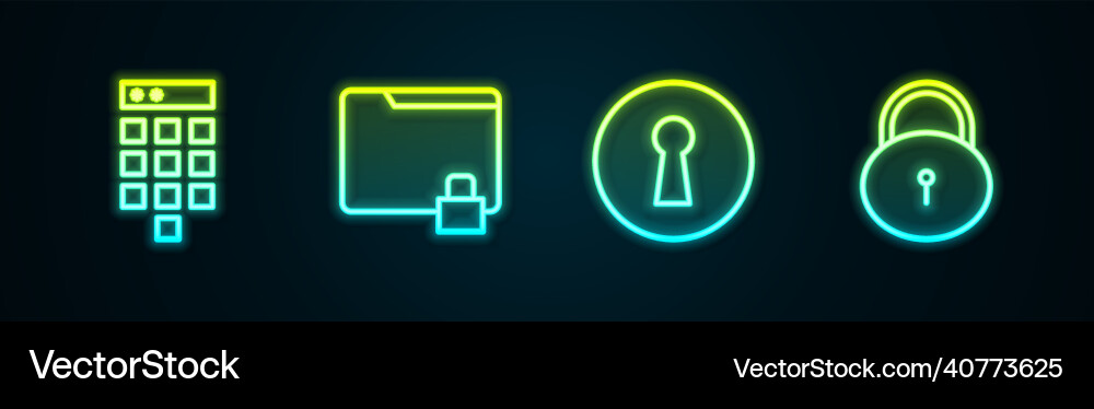 Set line password protection folder and lock Set line password protection folder and lock vector image