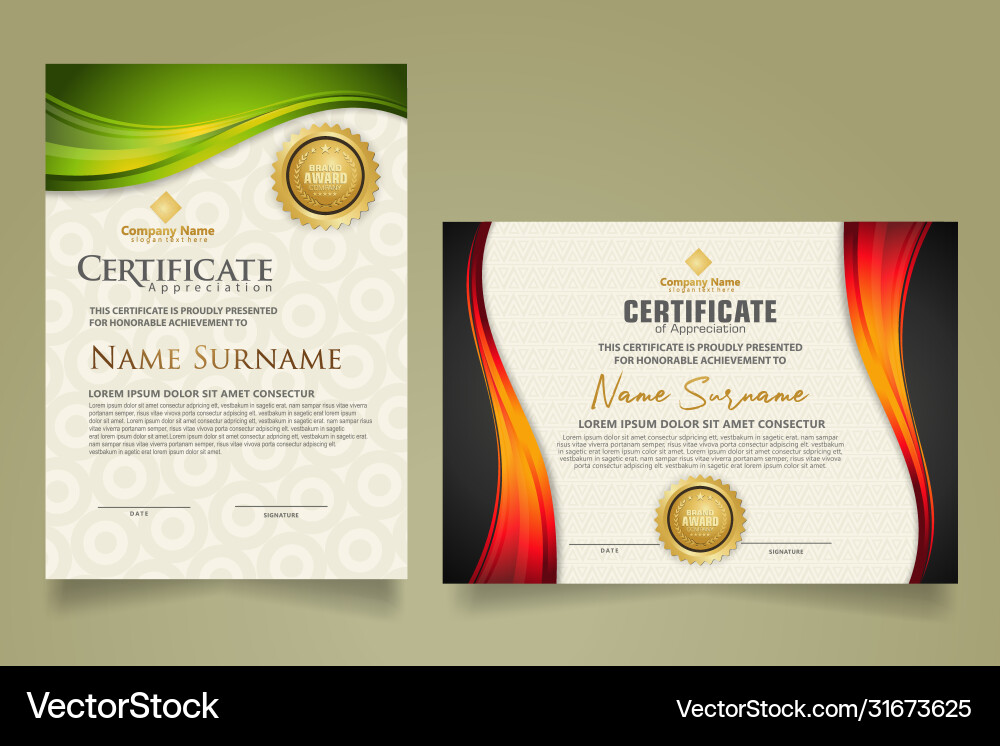 Set modern certificate template with flow lines Set modern certificate template with flow lines vector image