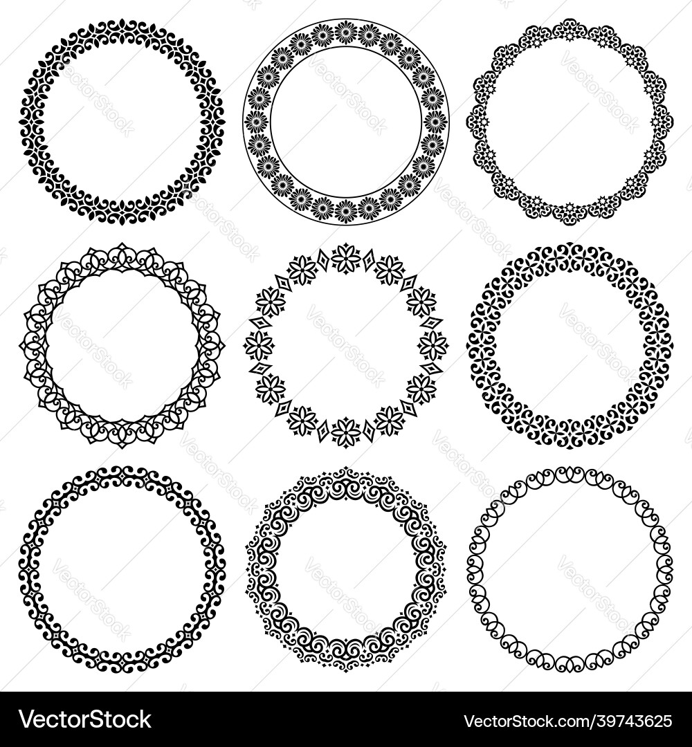 Set of round frames in oriental style Set of round frames in oriental style vector image