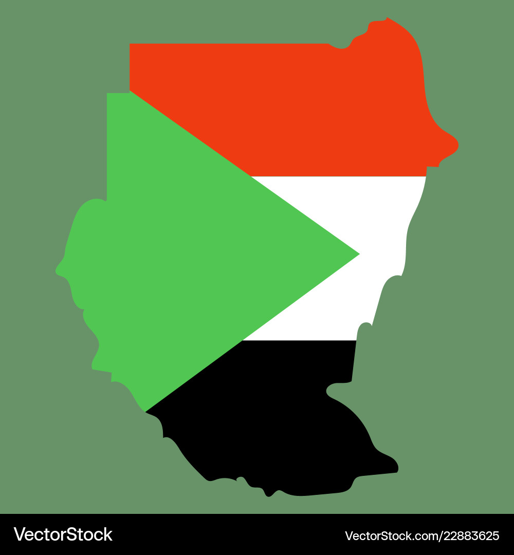 Sudan Flag and Map on Gray Background vector image