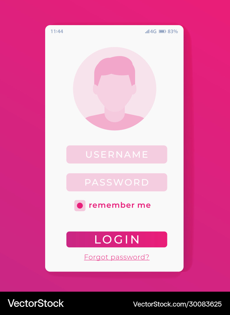 User login page mobile app ui vector image