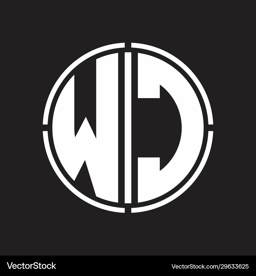 Wc logo initial with circle line cut design vector image