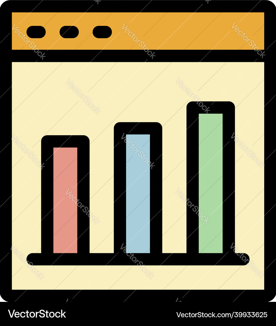 Web page graph icon color outline Web page graph icon color outline vector image