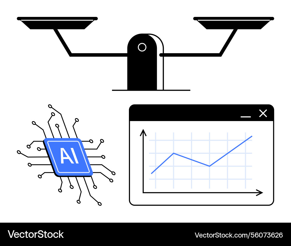Ai technology and data analytics balanced Ai technology and data analytics balanced vector image