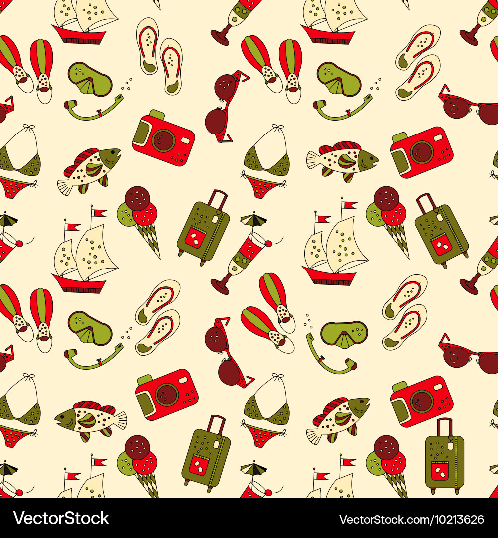 Beach holiday seamless pattern Vector Image