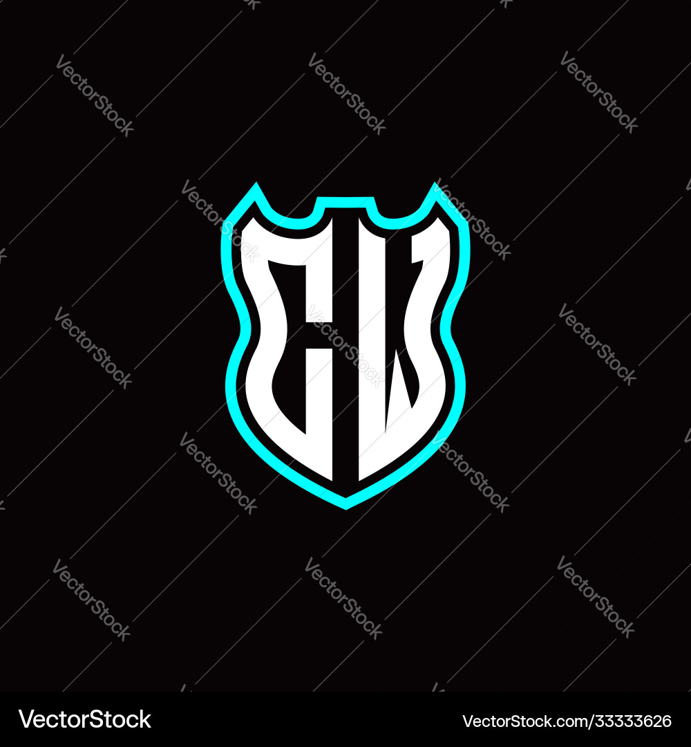 C w initial logo design with shield shape C w initial logo design with shield shape vector image