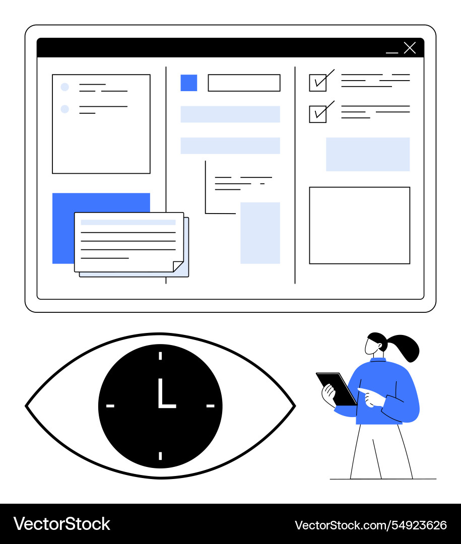 Digital workspace with task management tools eye Digital workspace with task management tools eye vector image