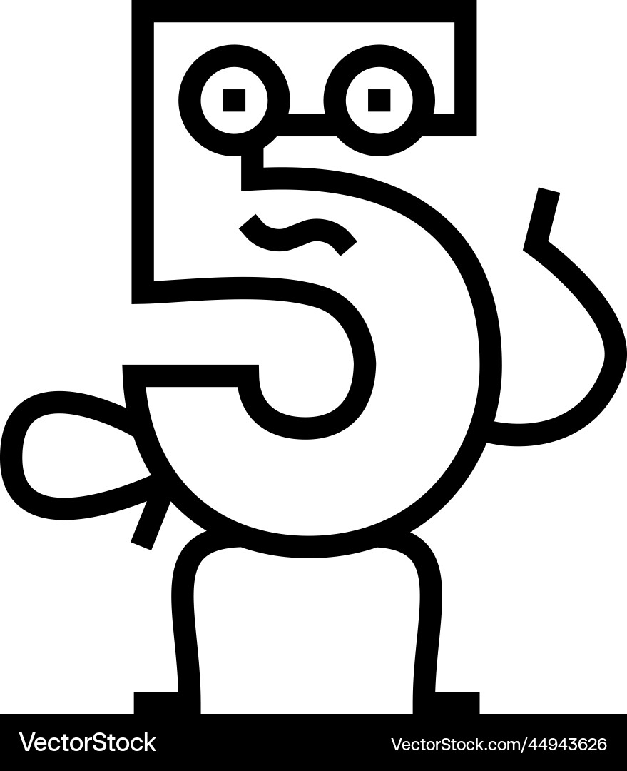 Five number character line icon Five number character line icon vector image