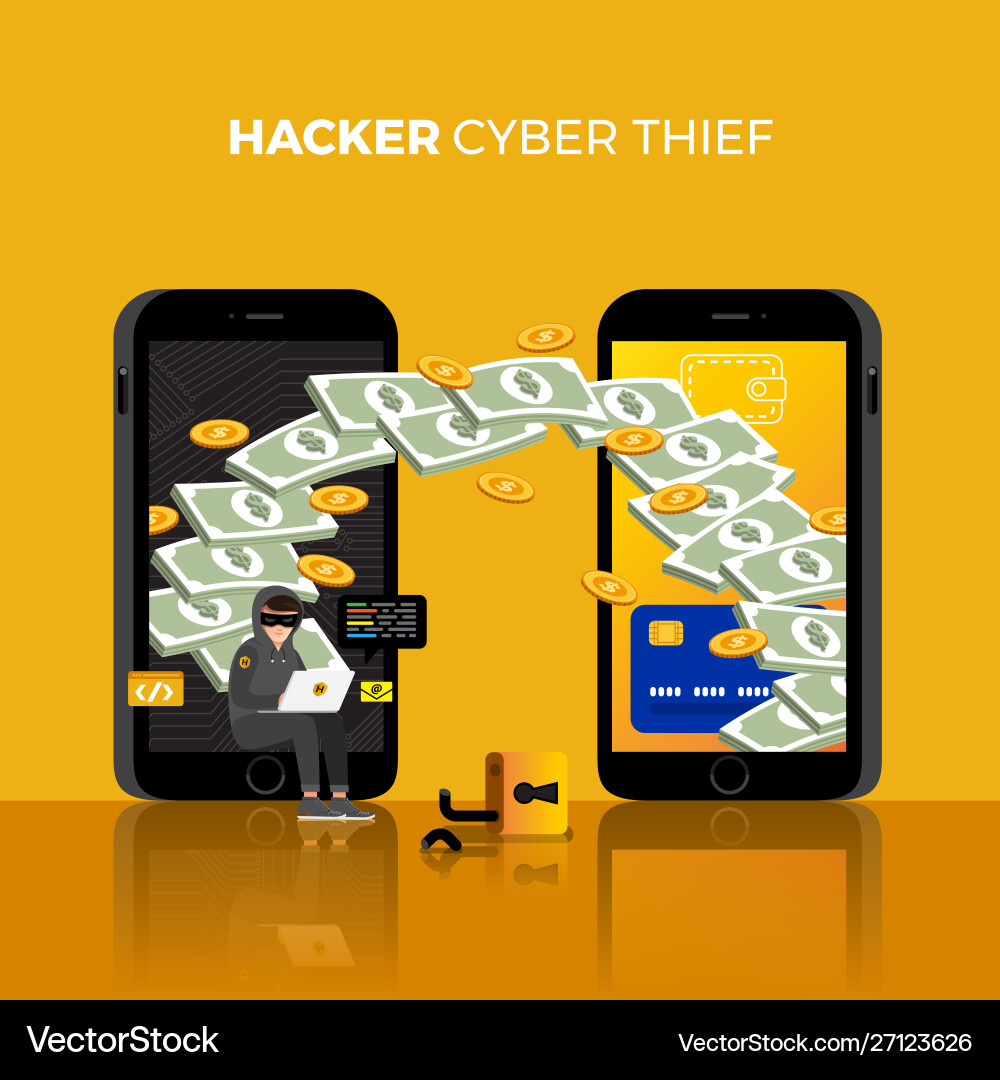 Flat design concept hacker activity cyber thief Flat design concept hacker activity cyber thief Vector Image