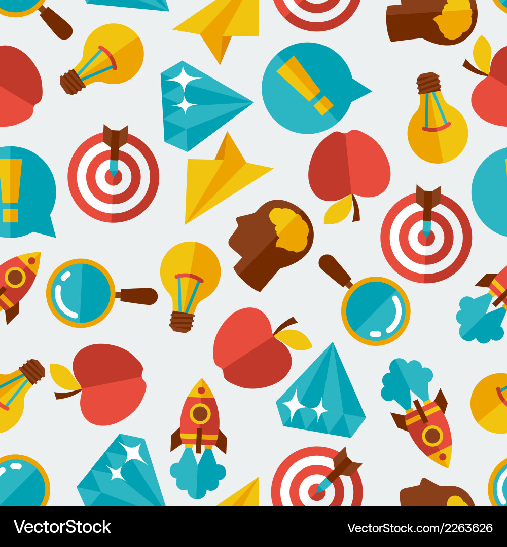 Idea concept seamless pattern in flat design style Vector Image