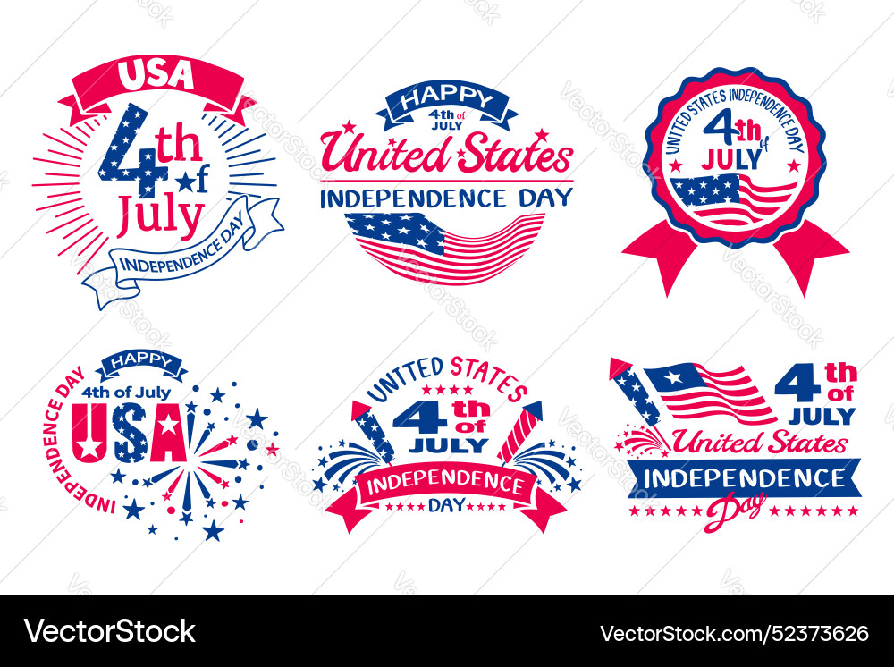 Independence day 4th of july set various Independence day 4th of july set various vector image