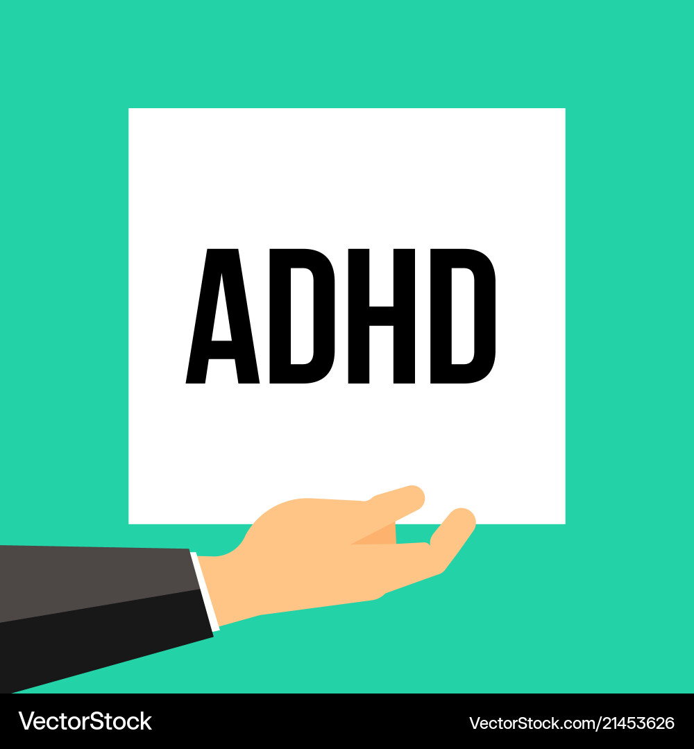Man showing paper adhd text Man showing paper adhd text vector image