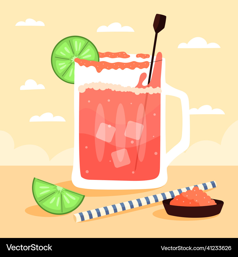 Michelada with Lime Slice Vector Image